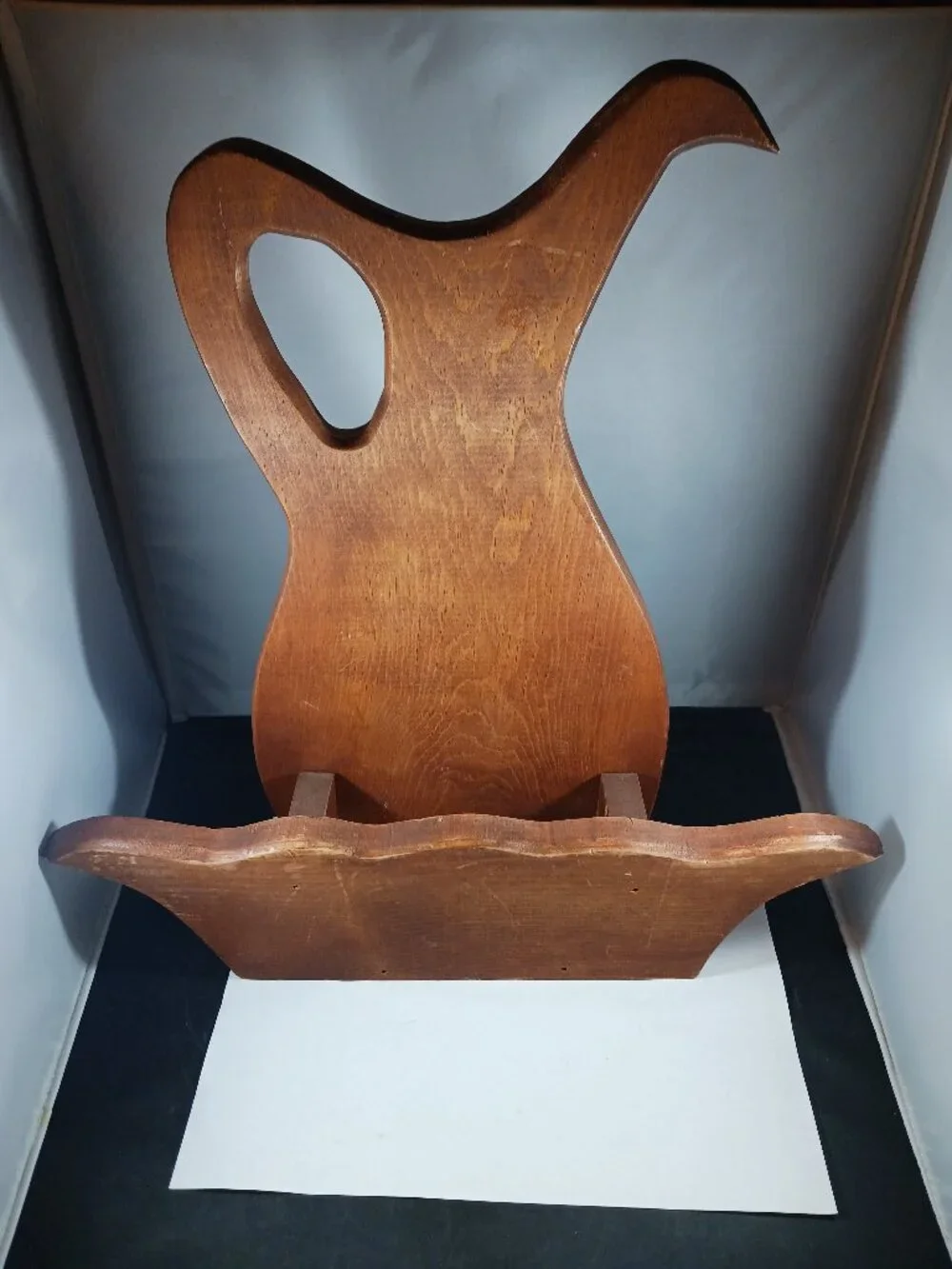 Vintage Wooden Wall Pitcher Vase 16in Tall
